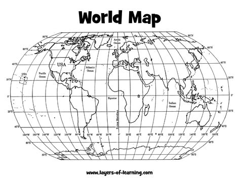 Map Of World With Latitude And Longitude Printable