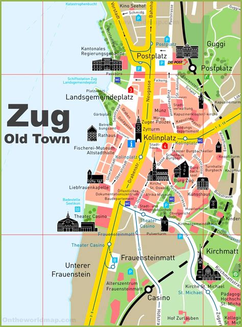 Canton of Zug map with cities and towns