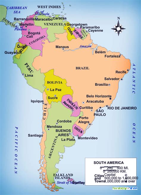 Maps of South America and South American countries Political maps