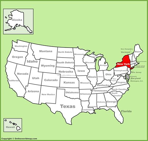 Map of New York in the USA