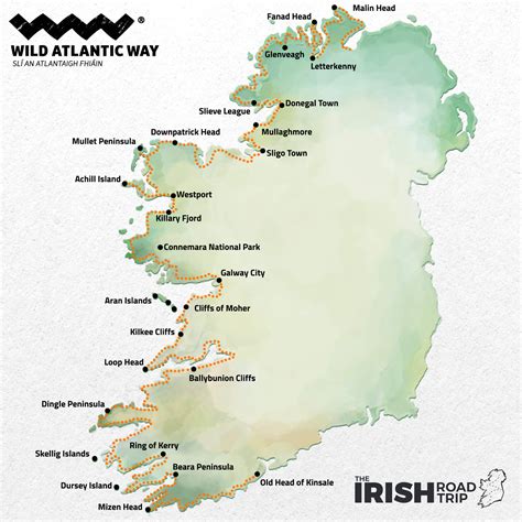 Wild Atlantic Way map West coast of ireland, Atlantic, Sligo