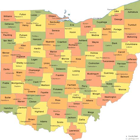Map of Central Ohio Counties