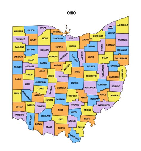 Map of Southern Ohio Counties