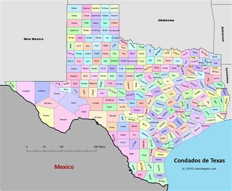 Mapa De Texas Con Sus Condados