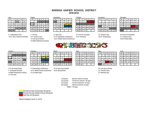 Marana District Calendar