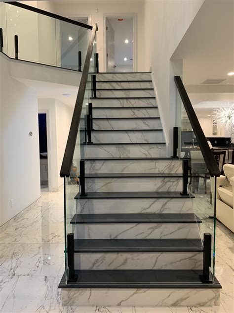 Calacatta White Marble From Italy W Marble Modern staircase
