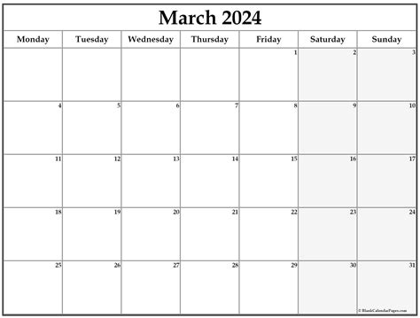March 2024 Printable Monthly Calendar