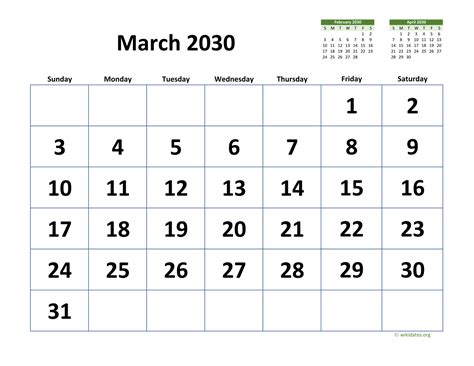 March 2030 Calendar