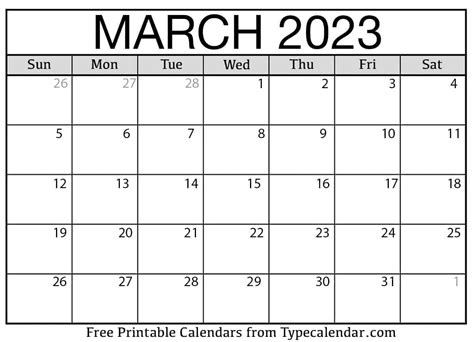 March 2023 Calendar Pdf Printable