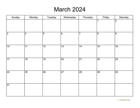 March 2024 Calendar Wiki