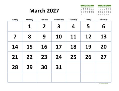 March 2027 Calendar