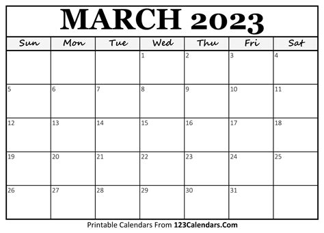 March 2923 Calendar