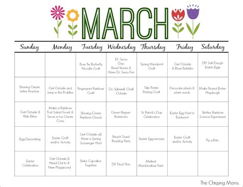 March Calendar Ideas