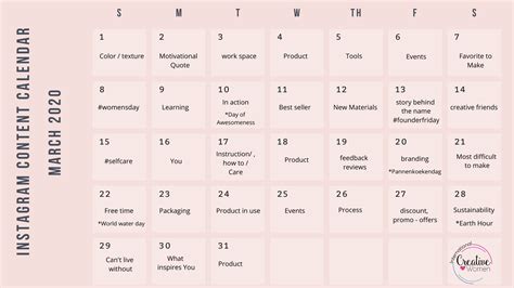 March Content Calendar