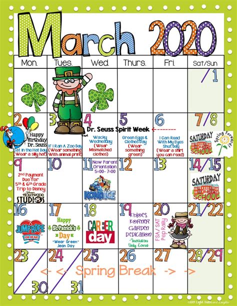 March Fun Calendar Ideas