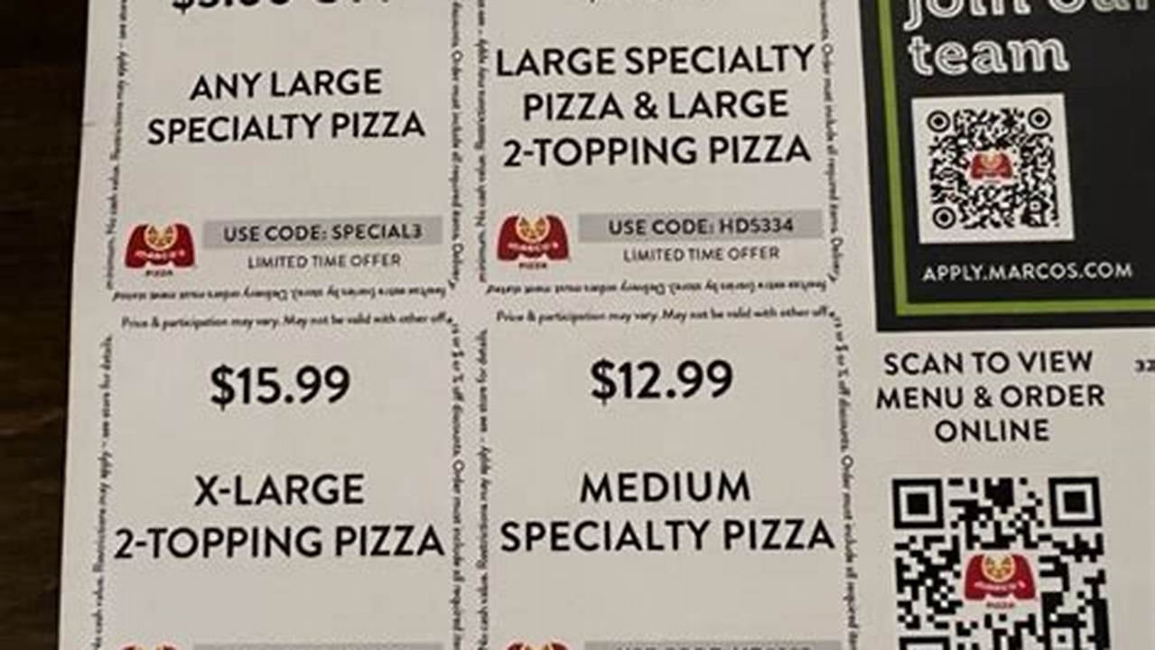 Marcos Pizza Discount Code 2024