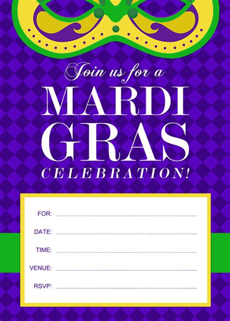 Mardi Gras Invitations Free Printable