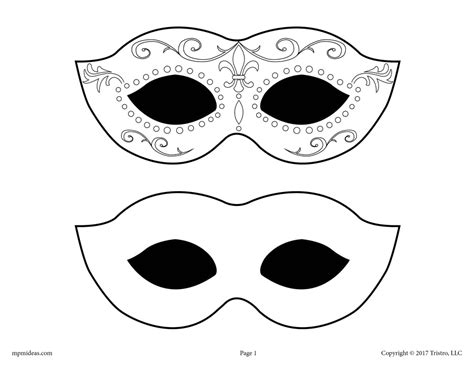 Mardi Gras Ornate Mask Template printable pdf download