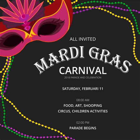 Mardi Gras Party Invitations Templates