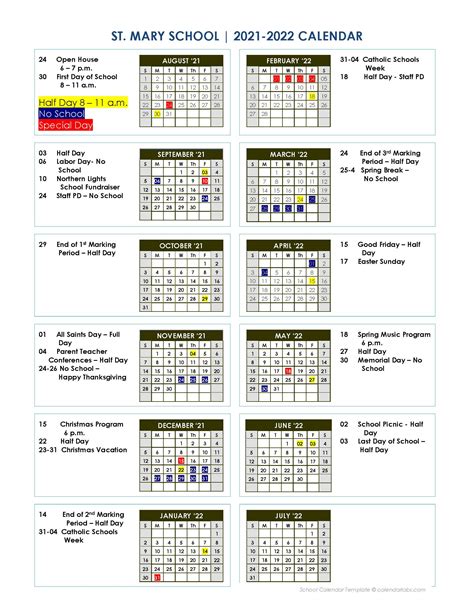 Marian Academic Calendar