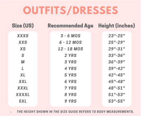 Marie Nicole Clothing Size Chart