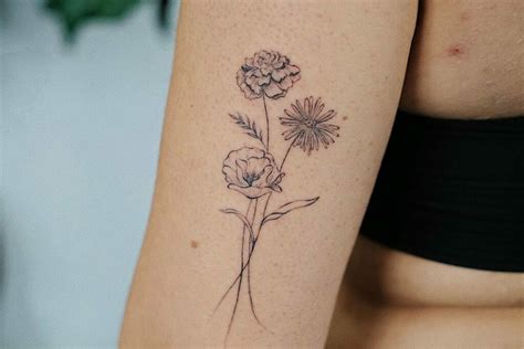Marigold And Cosmos Tattoo