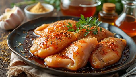 Poulet mariné dans un bol