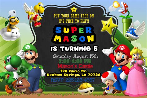 Mario Birthday Invitation Template