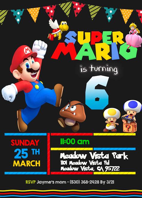 Mario Birthday Invitations Printable