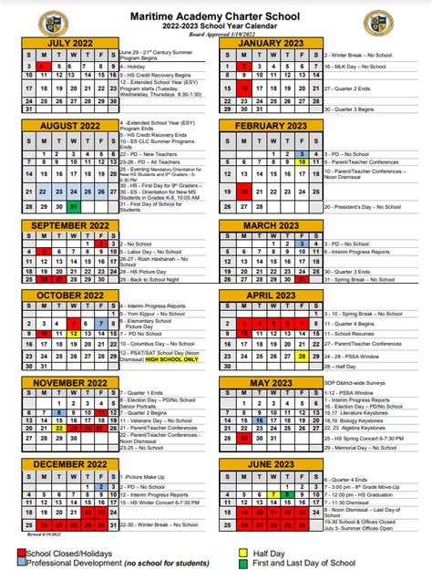 Maritime Academic Calendar