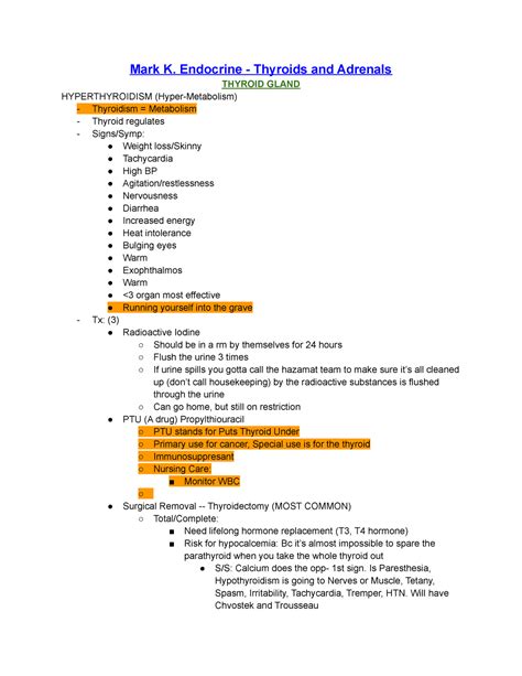 Mark Klimek Endocrine Lecture - Studocu