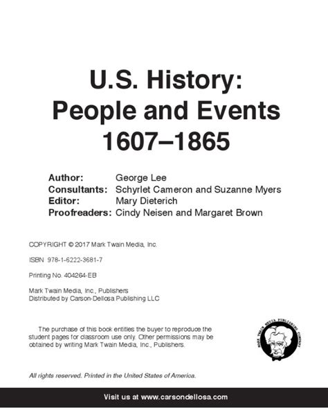 Mark Twain Media Inc Publishers Worksheets Answers History