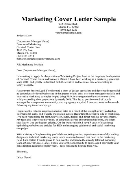 Marketing Cover Letter Samples