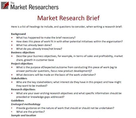 Marketing Research Brief Template