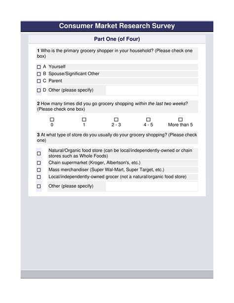 Sample Market Survey Questionnaire Templates at