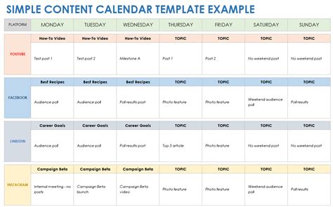 Marketing Content Calendar Templates at