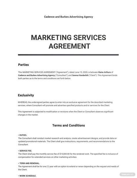 Free Professional Marketing Agreement Template for Download