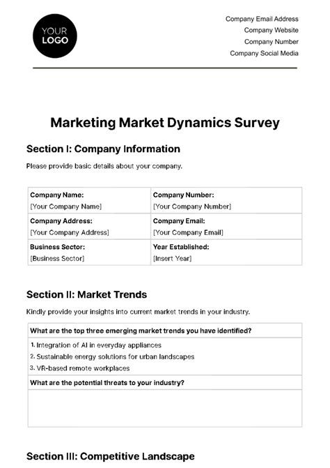Sample Market Survey Questionnaire Templates at