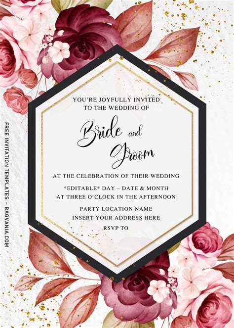 9 Free Wedding Invitation Template Cards Printable And Editable PSD