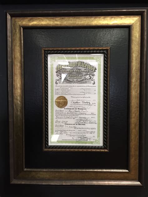 Cherish Your Special Day with a Personalized Marriage License Frame