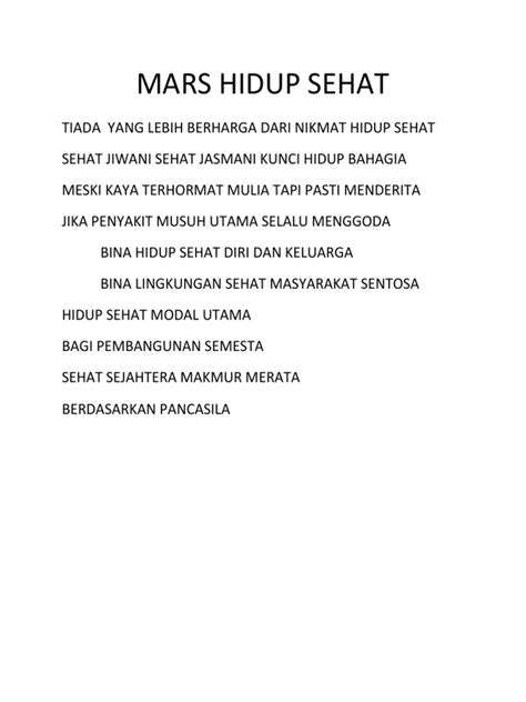 Mars Hidup Sehat Mp3