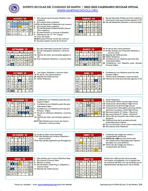 Martin County School Calendar 20222023 Printable Calendar 2022