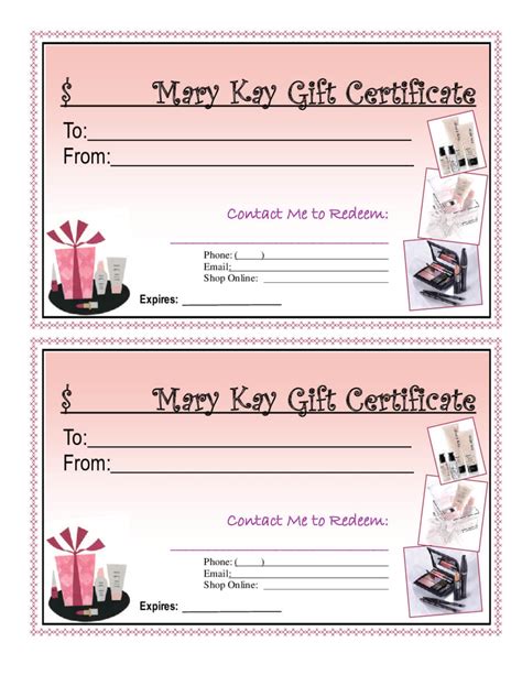 Mary Kay Gift Certificate Template Free Download