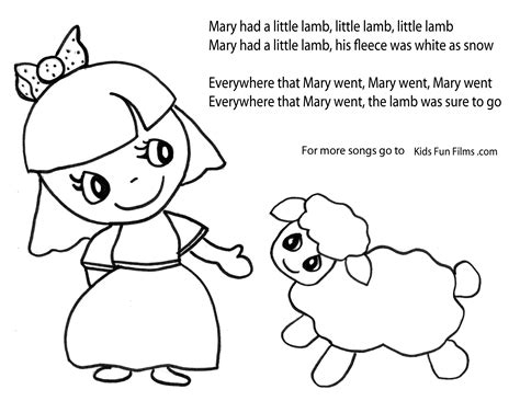 Mary Had A Little Lamb Printable