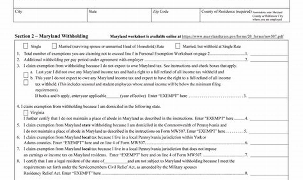 Maryland Tax Withholding Form 2024