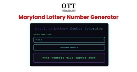Maryland Lottery Number Generator