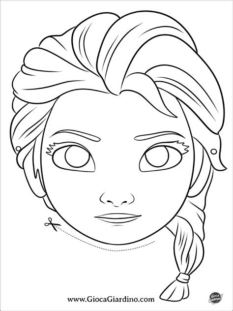 Maschere di carnevale da colorare, disegno di Elsa, travestimento per