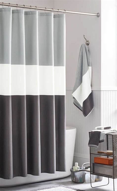 Dark Gray Masculine Extra Long 80" Classy Contemporary Fabric Shower Curtain Shower Curtains