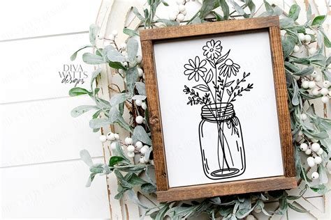Download Mason Jar Floral Arrangement DXF Files