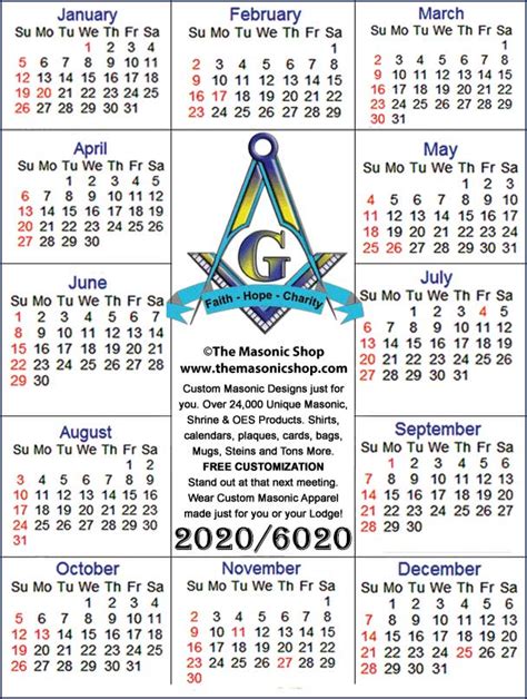 Masonic Calendar Freemasonry